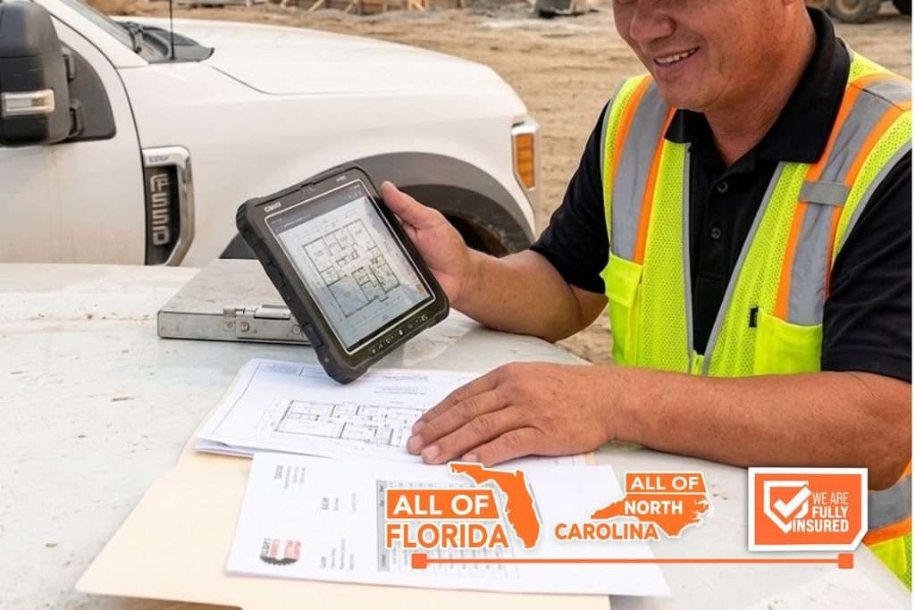 Contractor reviewing a quote and budgeting checklist for commercial concrete cutting